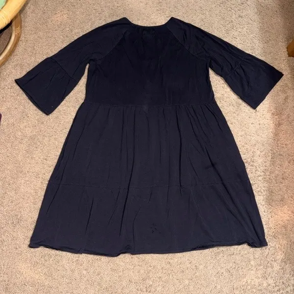 Pact Revive Flutter Sleeve Tiered Dress Organic Cotton Black Medium - Image 7