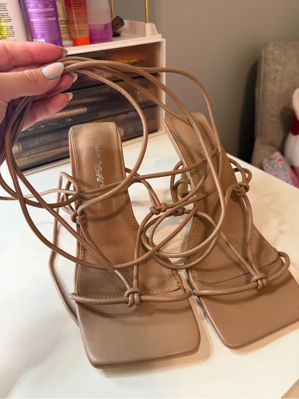 Public desire nude lace up heels - Image 4