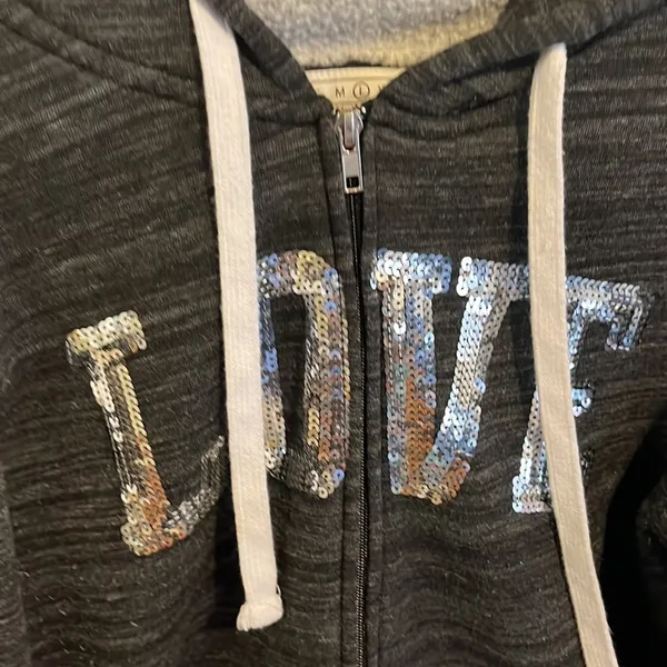 Reflex hoodie medium with glitter. Gray. Very nice condition. Soft and cozy - Image 7