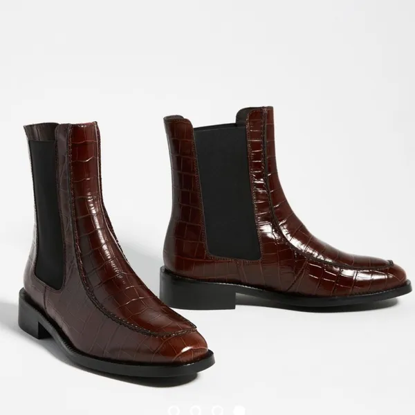 Anthropologie Pilcro & The Letterpress Chelsea Croc Chocoolate Brown Boots - Image 2