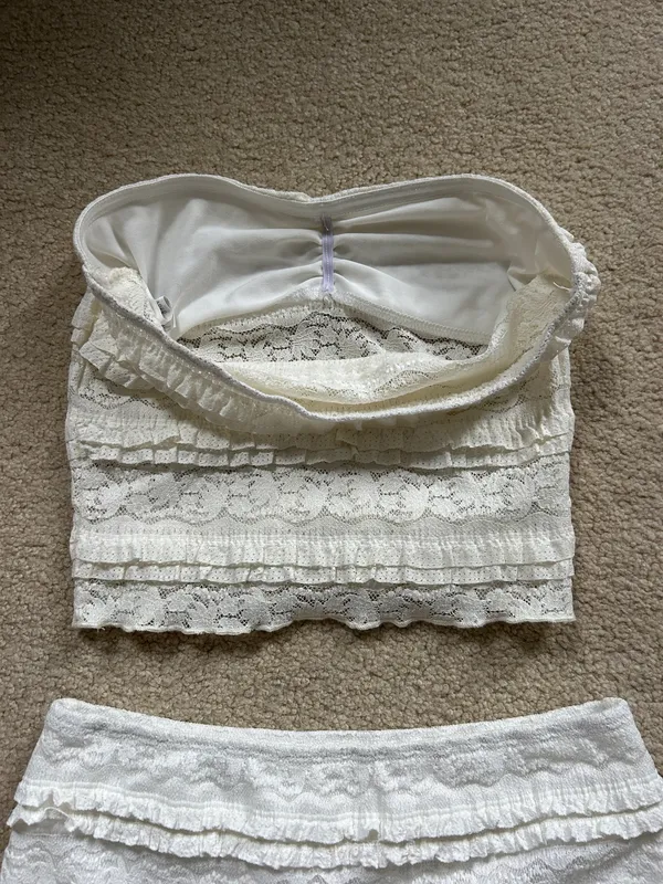 Shein white lace mini skirt set - Image 4