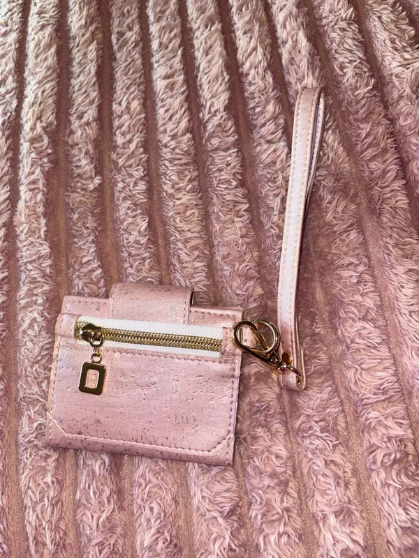 Blush Pink Wristlet Card Holder with Gold Accents - Image 2