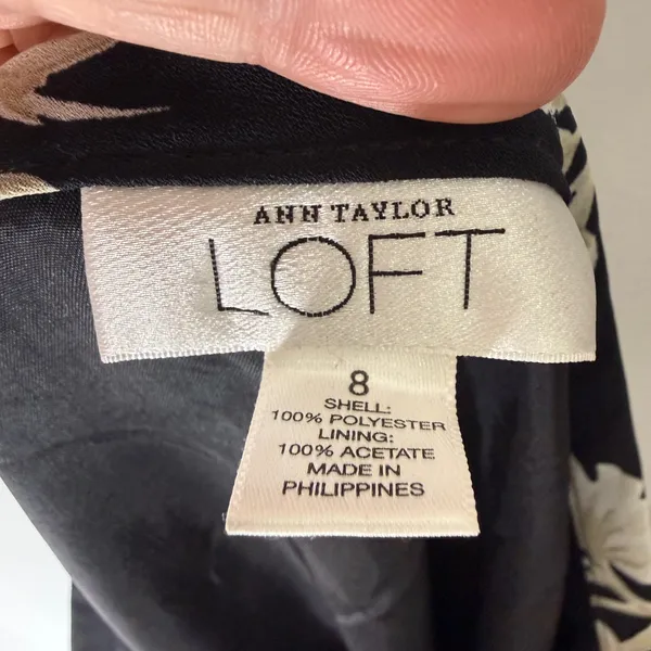 Loft Black White Floral Midi Skirt Asymmetrical Size‎ 8 - Image 5