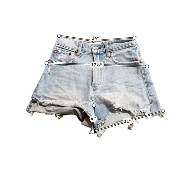 Abercrombie & Fitch Curve‎ Love High Rise Cutoff Denim Shorts Light Wash 25/0 - Image 3