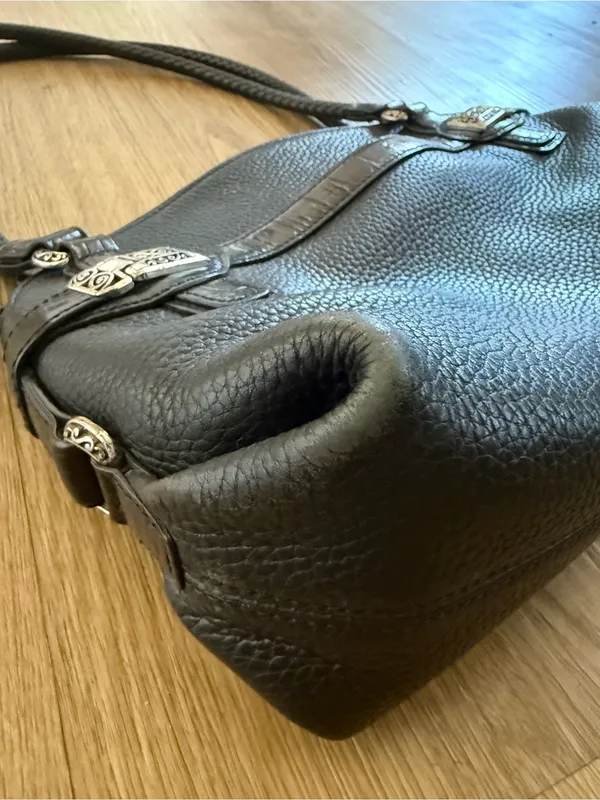 Brighton Black Pebbled Leather with Silver Hardware Everyday Shoulder Bag - Image 3