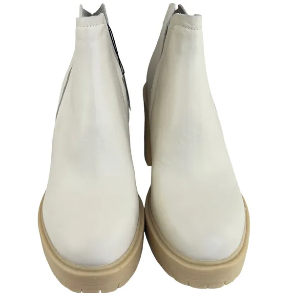 Dolce Vita Women’s Ankle Boots Lug Sole Block Heel‎ Chunky Faux Leather Cream 11 - Image 5