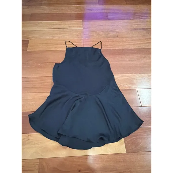 NWOT Free People Intimately Slip Dress Womens Black Satin Strappy Ruffle Small - Image 10