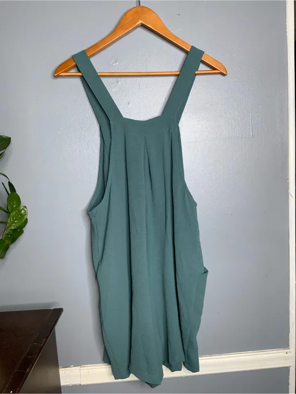 Grecerelle Sleeveless Teal Pinafore Romper with Front & Side Pockets- Medium - Image 7