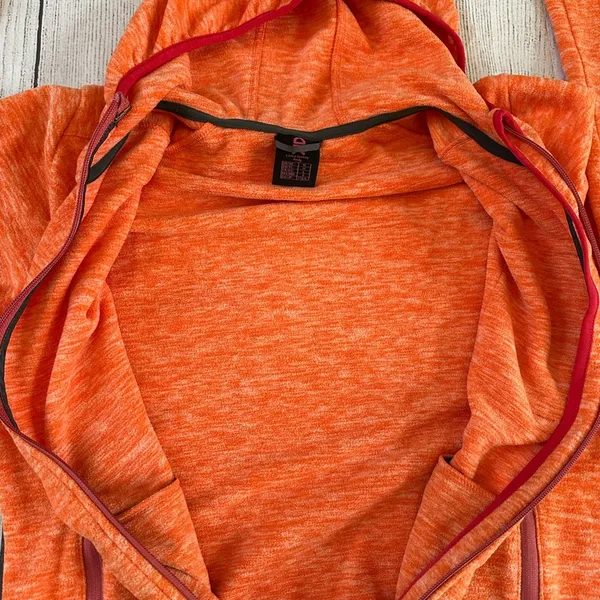 Little Donkey Andy size medium orange pink trim full zip hoodie jacket - Image 8