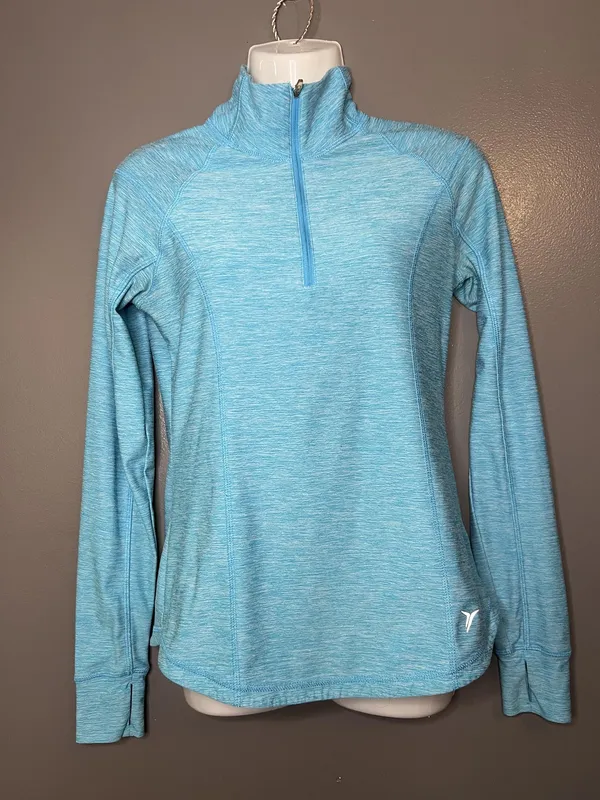 Old Navy Pullover Womens XS Blue 1/4 Zip Mock Neck Athletic Running Top - Image 2