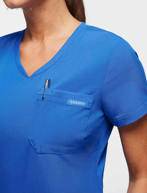 Jaanuu Women's 2-Pocket Tuck-In Scrub Top - Image 6