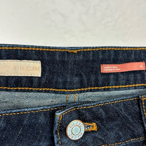 Pilcro Anthropologie The Bow Boyfriend Dark Wash Distressed Jean Size 30 - Image 4