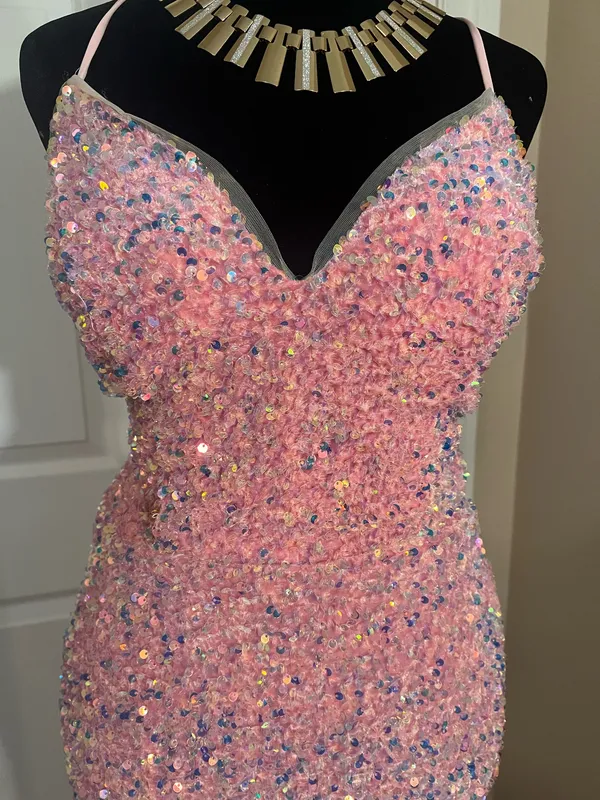 Pink sequin wedding guest prom maxi dress - Image 2