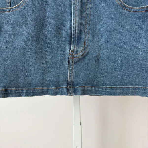Princess Polly sz 6 Blue‎ Denim Mini Skirt Low Rise Stretch Y2K Indie Sleaze - Image 3