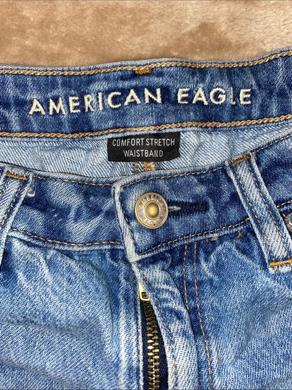 American Eagle Outfitters Ripped Light Blue Denim Cutoff Shorts - Image 2