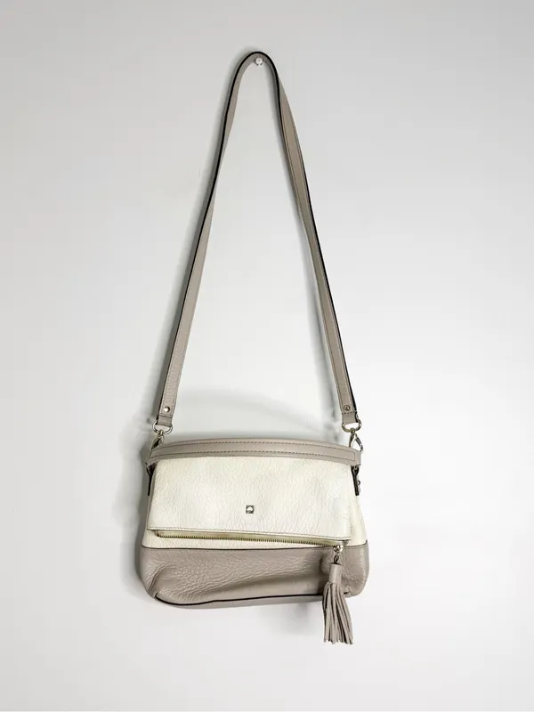 Kate Spade Southport Avenue Maria Crossbody Leather Bag Ivory Taupe - Image 12