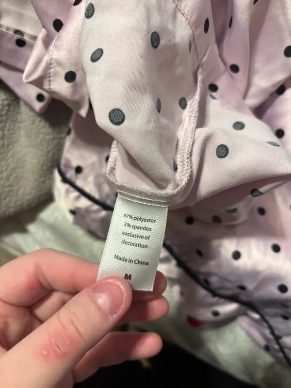 Pink and black polka dot satin pajama set Worn a few times Size M #polkadot - Image 6