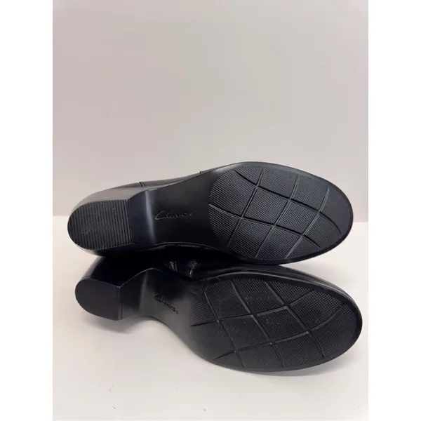 Clarks Boots‎ Size 9US Black Leather Block Heel Zip Up Booties NEW - Image 9