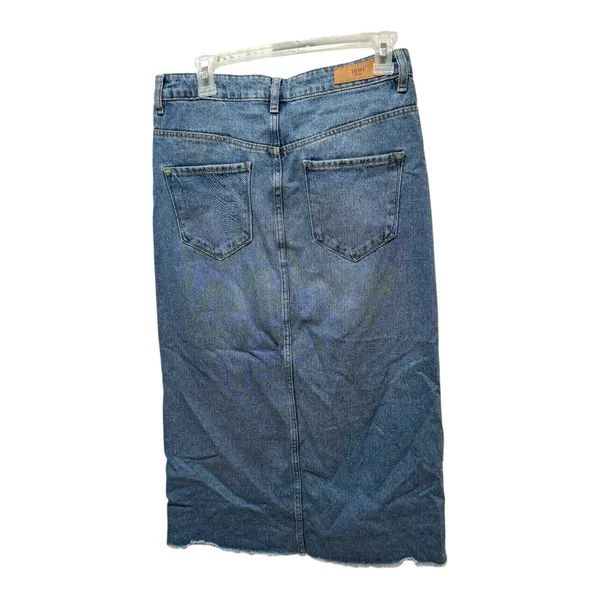 Women's Denim Maxi Skirt‎ Blue Jean Front Slit Raw Hem Y2K 90s Grunge - Image 6