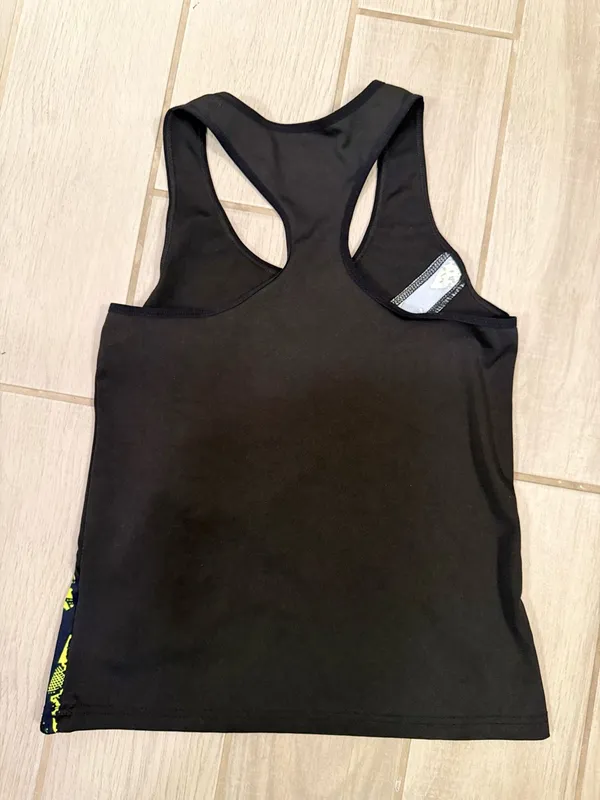 PINK Victoria's Secret Black Tank with Neon Yellow Diagonal Print - Image 3