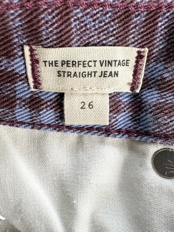 Like New Madewell The Perfect Vintage Straight Jeans Cabernet Plaid Size 26 - Image 8