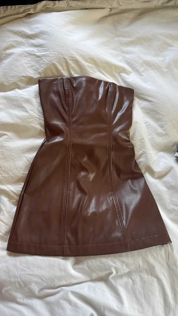 Princess Polly Brown Leather Mini Dress - Image 5