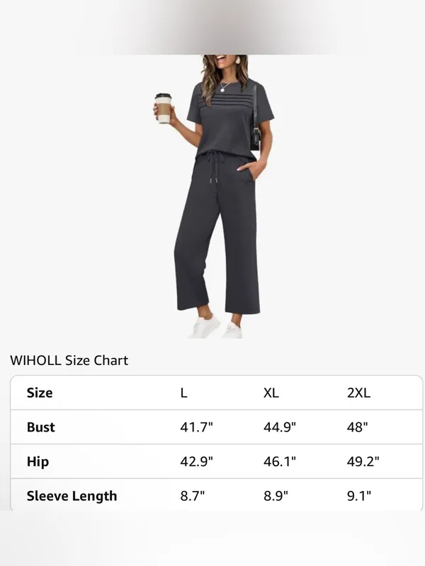WIHOLL Two Piece Sets for Women Summer Spring Travel Vacation Outfits Short Slee - Image 3