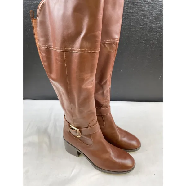Mark Fisher Women's Brown Leather Tall Boots/Shoes Heel 2" Size 5.5 SKU 4728 - Image 3