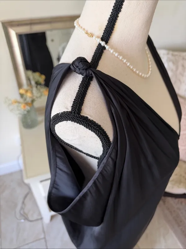 Maria Cornejo Black gothic satin Asymmetrical minimalist midi maxi slip Dress 6 - Image 8