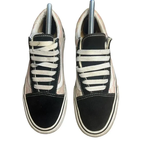 VANS Old Skool‎ Black/Pink Checkerboard Platform Canvas Suede Sneakers M4.5/W6 - Image 3