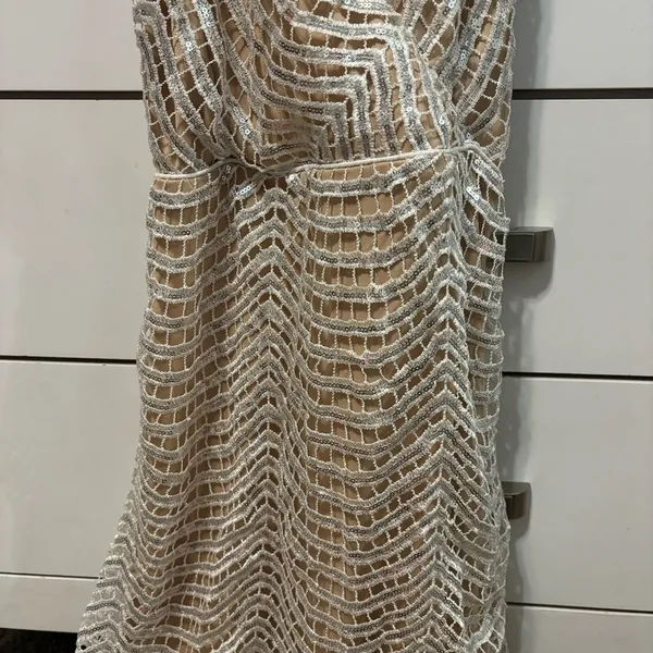 Lulus Lele White and Silver Sequin Mini Dress - Image 3