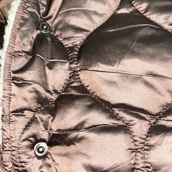 GRAN ORIENTE Woman’s lightweight Jacket w/Faux Fur Lining Hoodie Brown Small - Image 10