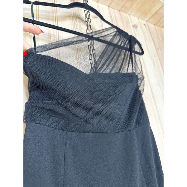 NWT Lulus Brayla Black One-Shoulder Mermaid Maxi Dress Bridesmaid Banquet Size M - Image 4