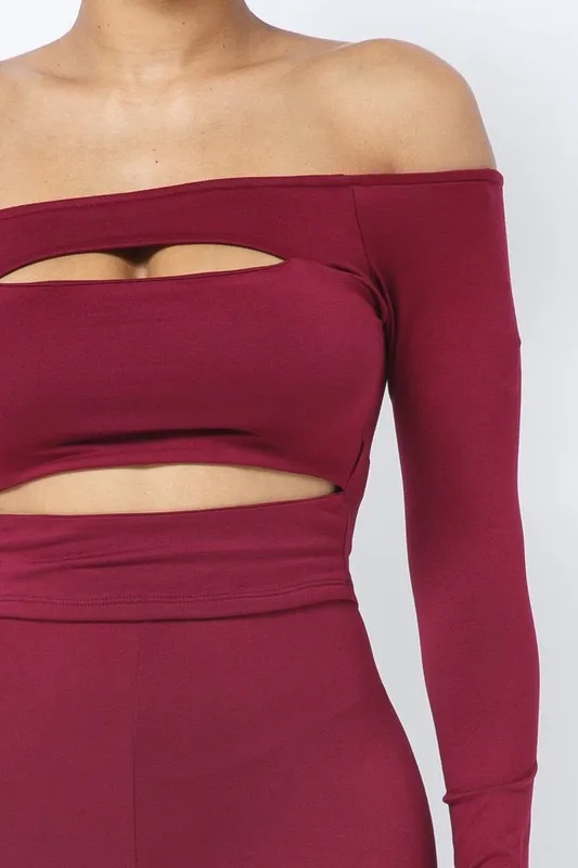 Off Shoulder Ruched Legging Set | Date Night Fit Red Size L - Image 4
