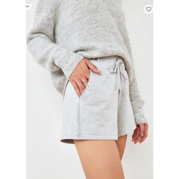 Quince SuperSoft Fleece Drawstring Waist Lounge Shorts Heather Gray Small - Image 2