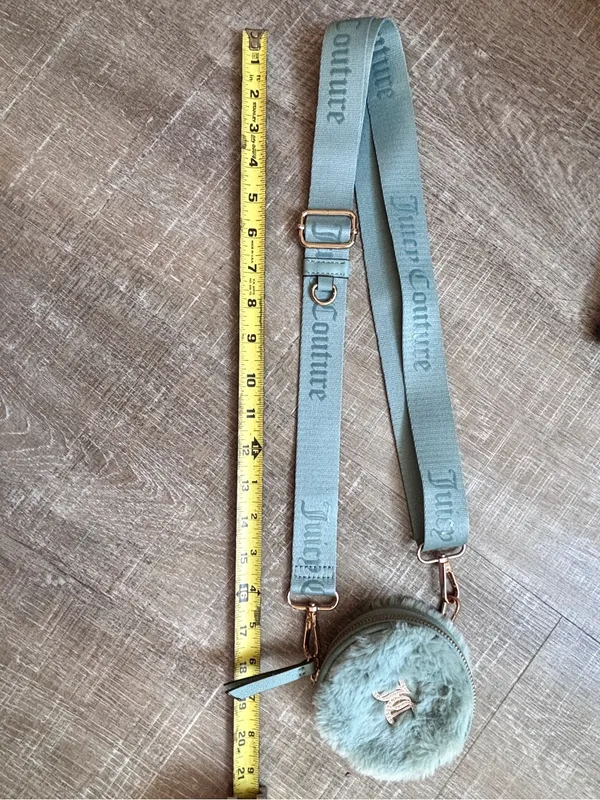 Juicy Couture Fuzzy Mint Green Mini Crossbody Bag Coin Purse Y2K McBling Bratz - Image 9