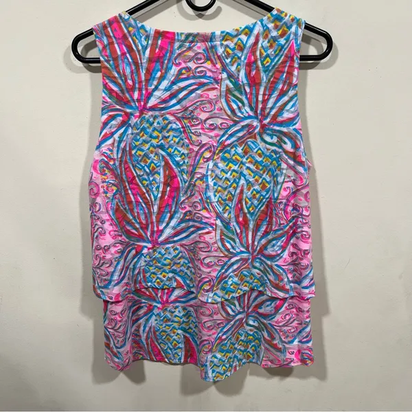 ANTHONY'S RESORT WEAR Floral Sleeveless Layered Tunic V-Neck Top Size medium EUC - Image 7