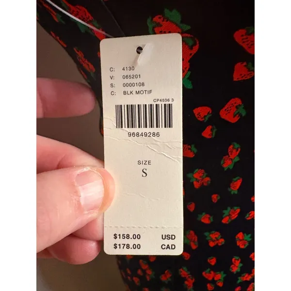 Anthropologie‎ Tilda Strawberry Print Satin Strapless Maxi Slip Dress NEW - Image 4