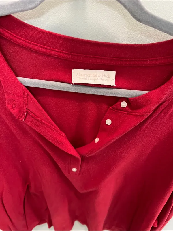 Abercrombie & Fitch Long-Sleeve Henley in Deep Red - Image 3