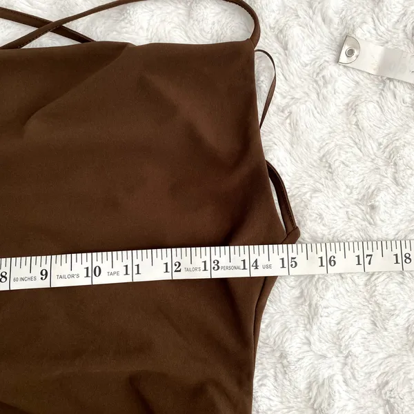 NEW Zara Brown Ruched Criss Cross Sleeveless Party Bodycon Mini Dress S - Image 5