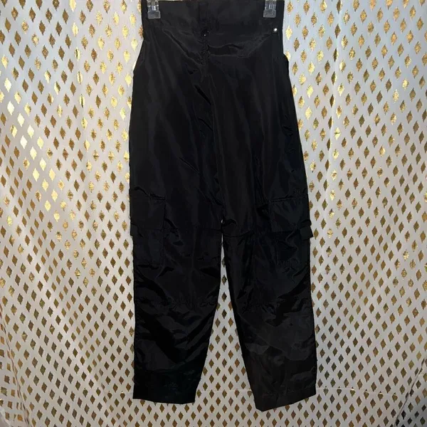 Pretty little thing windbreaker raver wide leg pants black size 2 - Image 3