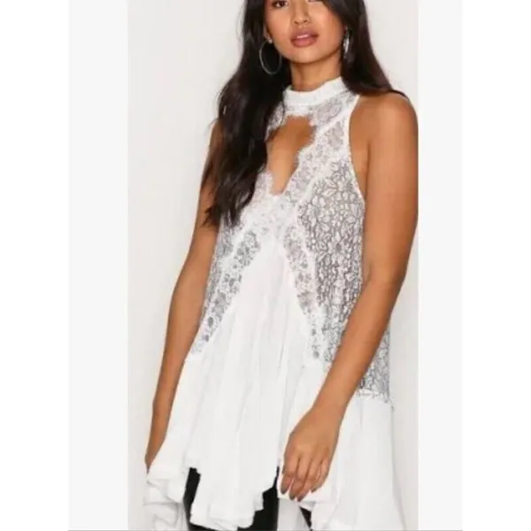 free people tell tale Tunic /dress S 122$ Nwot fall casual lace boho white black - Image 2
