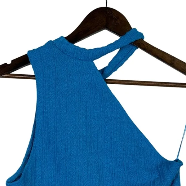 NWT Zara Cut Out Cable Knit Sleeveless Stretch Cropped Top Round Neck L Blue - Image 8