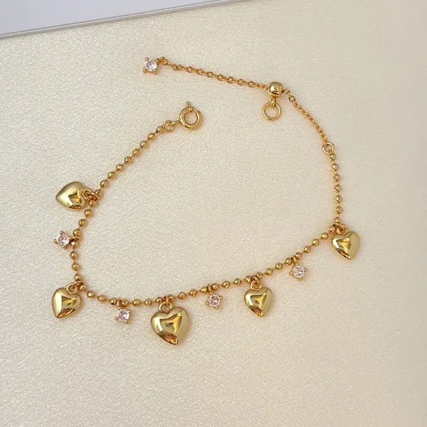 Adjustable CZ Love Heart Charm Bracelet for Women - Image 3