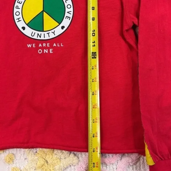 Mighty Fine Red Peace Love Unity S Crewneck Long Sleeve Crop‎ Top Women S - Image 4