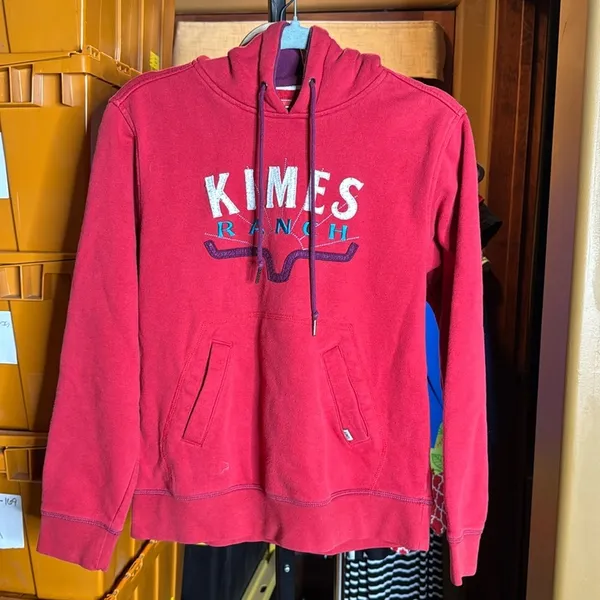Kimes Ranch Red Hoodie Western Logo Cowgirl Pullover Sweatshirt Size Medium - Image 2