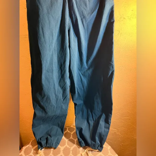 Urban Outfitters Blue Jogger Pants denim blue elastic baggy drawstring ankle Y2K - Image 11