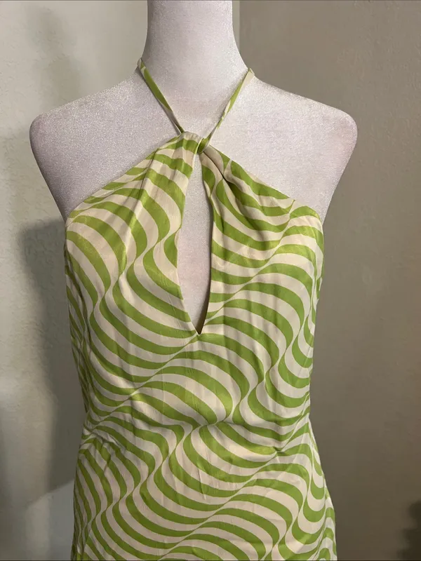 Zara Lime and White Halo Halter Mini Dress - Image 2