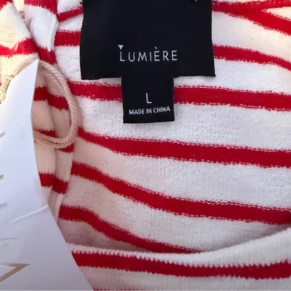 Lumiere Womens Large Red Ivory Striped Cotton Romper NWT Nautical Coastal - Image 6