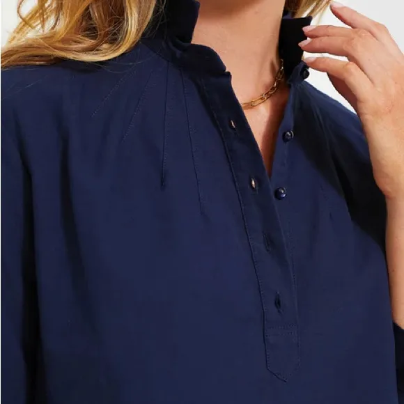 Pomander Place Blue Swim Coverup with Collared Neckline‎ Size XXL - Image 4